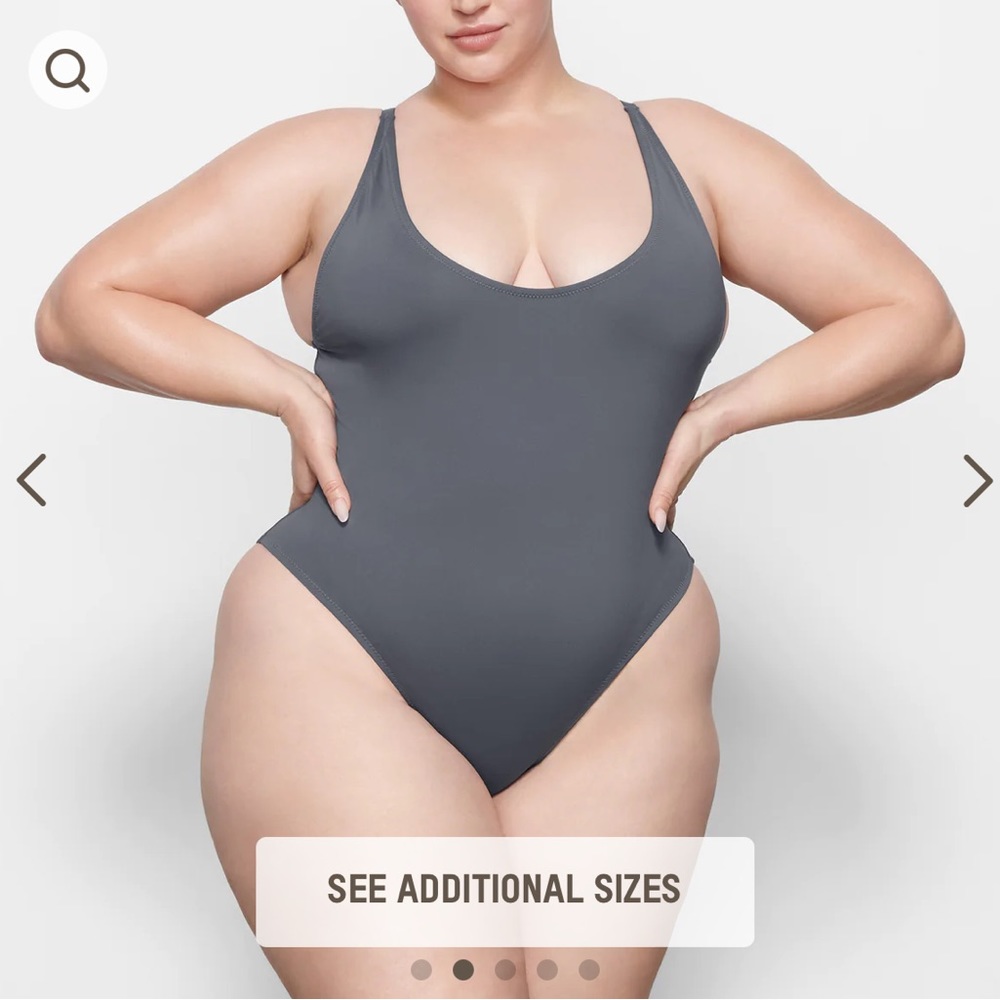 Skims Swim One Piece Low Back Swimsuit Gunmetal L NWT